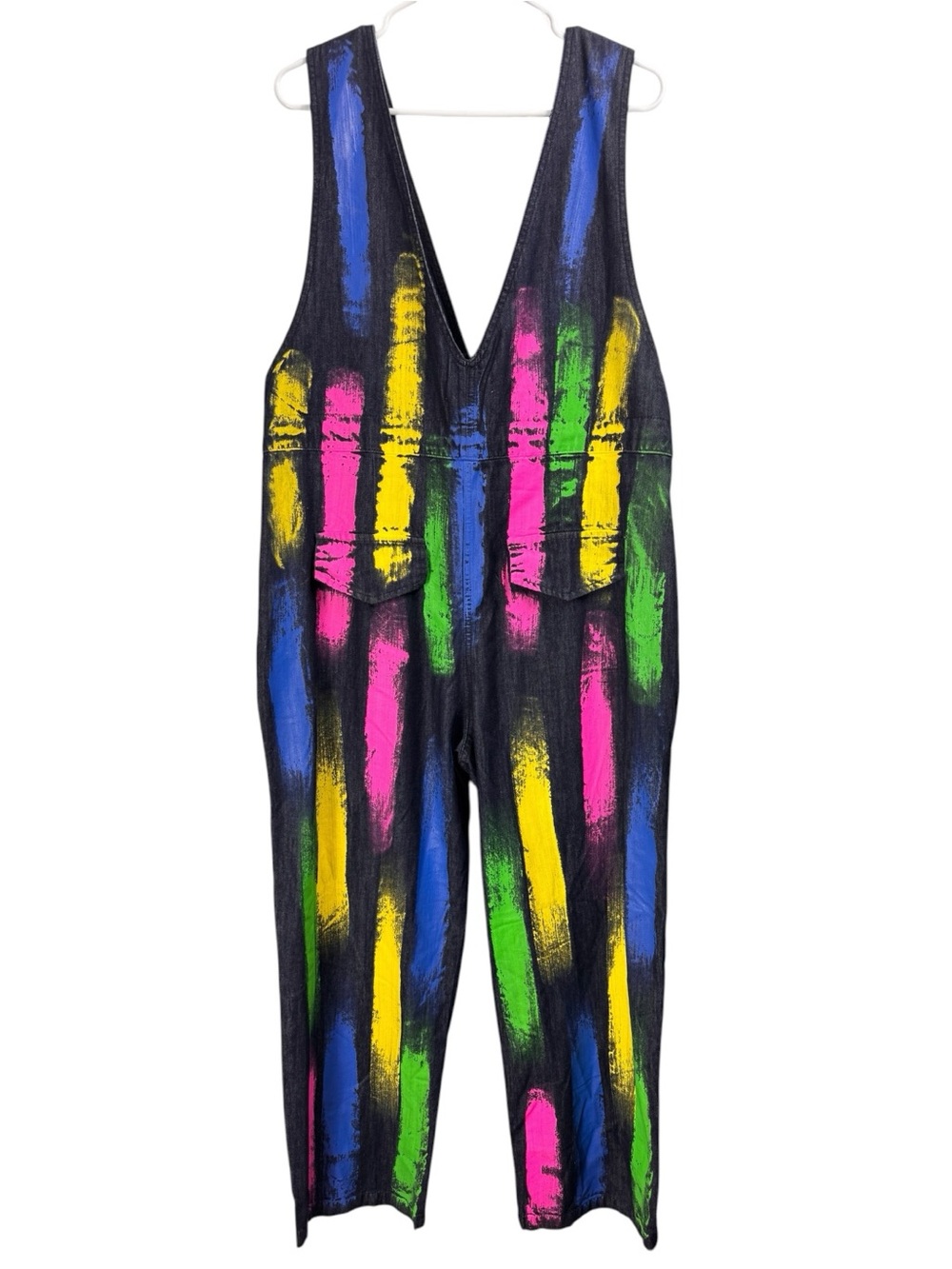 NWT Kate Hewko One Size OS Bedazzled Paint Stroke Denim Overalls Wearable Art - Picture 2 of 6